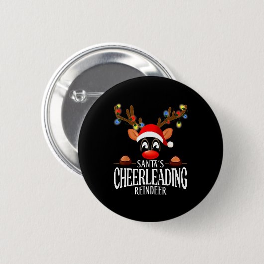 Santa's Cheerleading Reindeer Funny Xmas Matching  Ronde Button 5,7 Cm (Voorkant /achterkant)