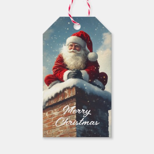 Santa's Chimney Pause: een glimlach van de winter Cadeaulabel (Voorkant)