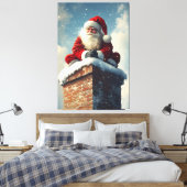 Santa's Chimney Pause: een glimlach van de winter Canvas Afdruk (Insitu (Slaapkamer))