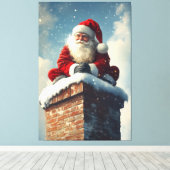 Santa's Chimney Pause: een glimlach van de winter Canvas Afdruk (Insitu (Houten vloer))