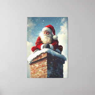 Santa's Chimney Pause: een glimlach van de winter Canvas Afdruk