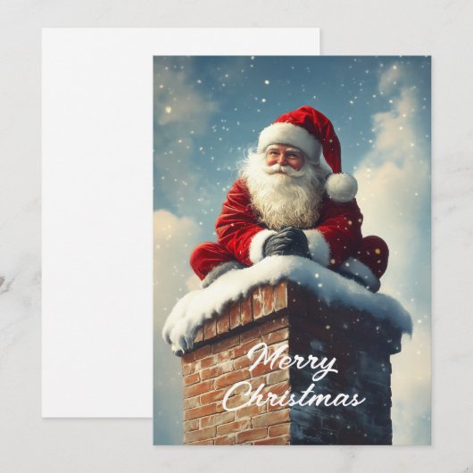 Santa's Chimney Pause: een glimlach van de winter Feestdagenkaart (Voorkant / Achterkant)
