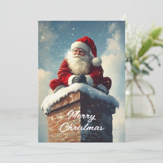 Santa's Chimney Pause: een glimlach van de winter Feestdagenkaart (Staand voorkant)
