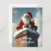 Santa's Chimney Pause: een glimlach van de winter Feestdagenkaart (Voorkant / Achterkant)
