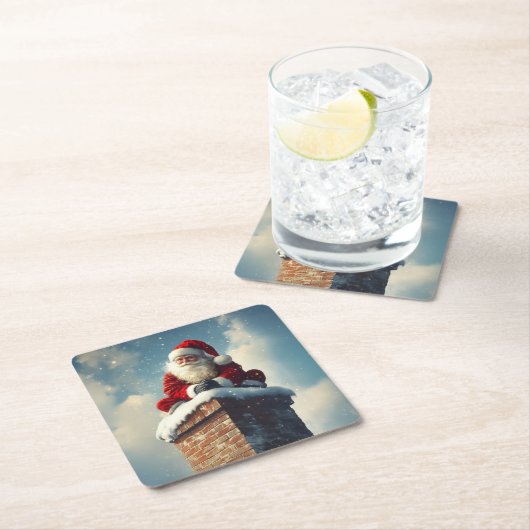 Santa's Chimney Pause: een glimlach van de winter Kartonnen Onderzetters (Insitu)