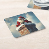 Santa's Chimney Pause: een glimlach van de winter Kartonnen Onderzetters (Schuin)