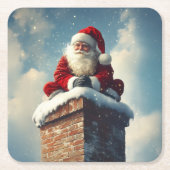 Santa's Chimney Pause: een glimlach van de winter Kartonnen Onderzetters (Voorkant)
