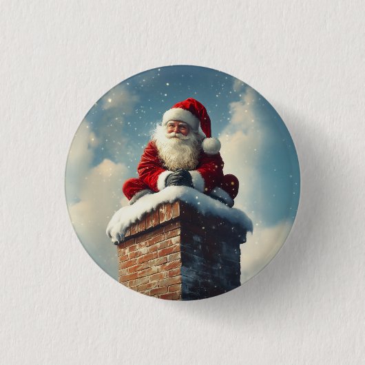 Santa's Chimney Pause: een glimlach van de winter Ronde Button 3,2 Cm (Voorkant)