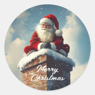 Santa's Chimney Pause: een glimlach van de winter Ronde Sticker