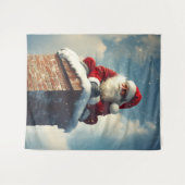 Santa's Chimney Pause: een glimlach van de winter Wandkleed (Voorkant (horizontaal))