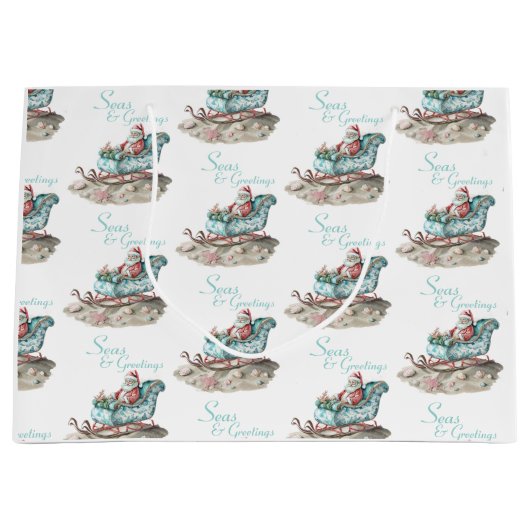 Santa's Chinoiserie Sleigh op het strand Groot Cadeauzakje (Voorkant)