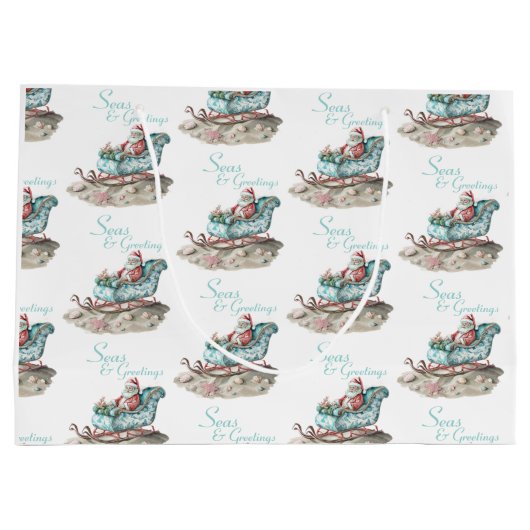 Santa's Chinoiserie Sleigh op het strand Groot Cadeauzakje (Achterkant)