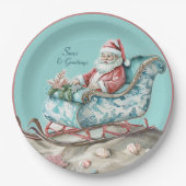 Santa's Chinoiserie Sleigh op het strand Papieren Bordje (Voorkant)