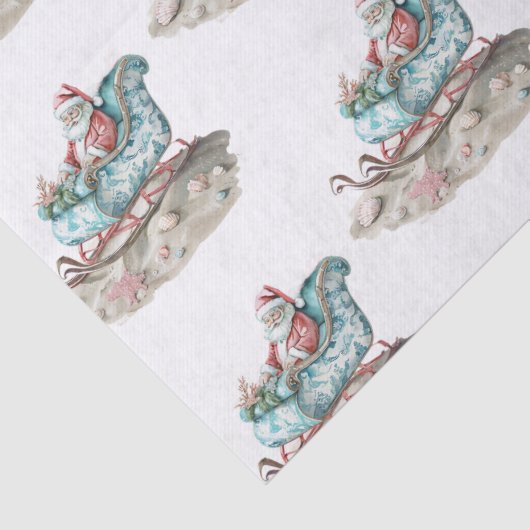 Santa's Chinoiserie Sleigh op het strand Tissuepapier (Detail)