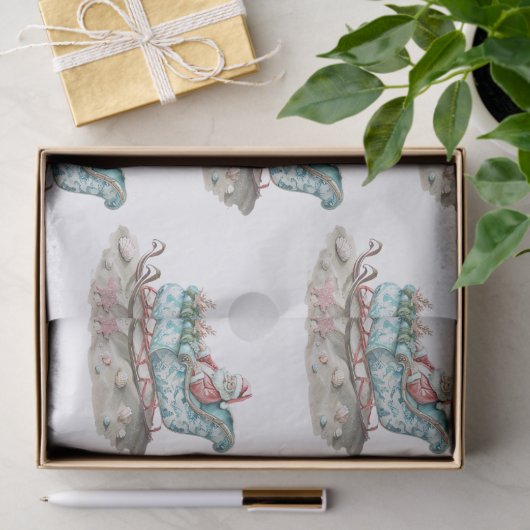 Santa's Chinoiserie Sleigh op het strand Tissuepapier (Geschenk)