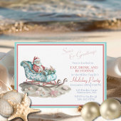 Santa's Chinoiserie Sleigh op het strand uitnodigi Kaart