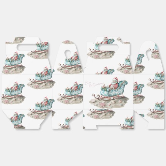 Santa's Chinoiserie Sleigh op het witte strand Bedankdoosjes (Ongevouwen)