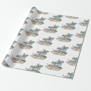 Santa's Chinoiserie Sleigh op het witte strand Cadeaupapier