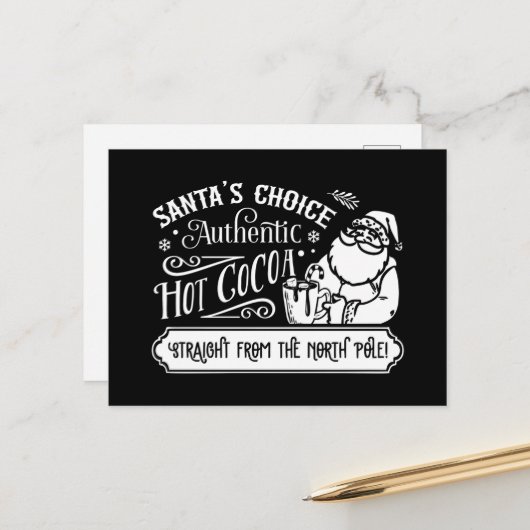 Santa's Choice warme cacao Feestdagenkaart (Voorkant / Achterkant in situ)