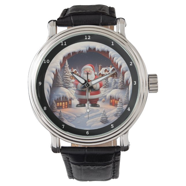Santa's Christmas Bell Winte Horloge (Voorkant)