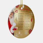 Santa's Christmas Bucket List Rood Goud Ornament (Rechts)