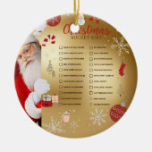 Santa's Christmas Bucket List Rood Goud Ornament (Voorkant)