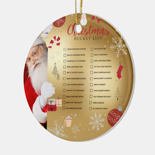 Santa's Christmas Bucket List Rood Goud Ornament (Links)