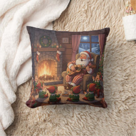 Santa's Christmas Eve Serenade: Cozy Fireplace Kussen