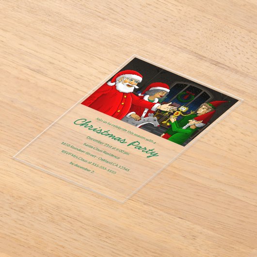 Santa's Christmas Party Invitation Acryl Uitnodigingen (Laagn)