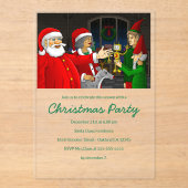 Santa's Christmas Party Invitation Acryl Uitnodigingen (Voorkant)