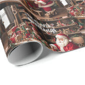 Santa's Christmas Speelgoed Workshop Cadeaupapier (Rol Hoek)
