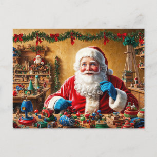 Santa's Christmas Speelgoed Workshop Feestdagenkaart