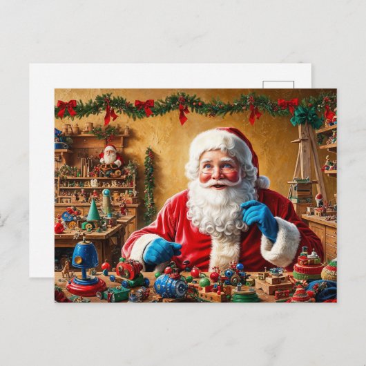 Santa's Christmas Speelgoed Workshop Feestdagenkaart (Voorkant / Achterkant)