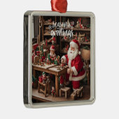 Santa's Christmas Speelgoed Workshop Metalen Ornament (Rechts)