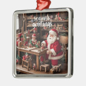Santa's Christmas Speelgoed Workshop Metalen Ornament (Links)