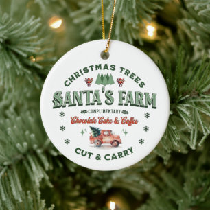 Santa's Christmas Tree Boerderij Logo stijl Keramisch Ornament
