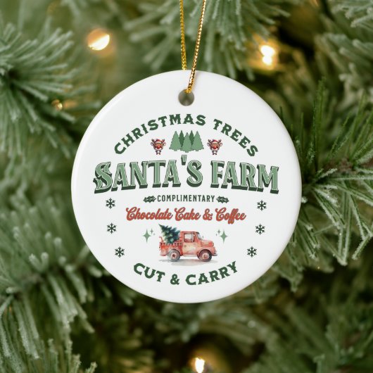 Santa's Christmas Tree Boerderij Logo  stijl Keramisch Ornament (Boom)