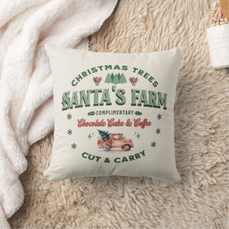 Santa's Christmas Tree Boerderij Logo  stijl Kussen