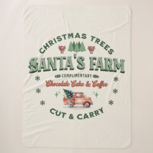 Santa's Christmas Tree Boerderij Logo stijl Sherpa Deken