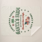Santa's Christmas Tree Boerderij Logo stijl Sherpa Deken (Voorkant (horizontaal))