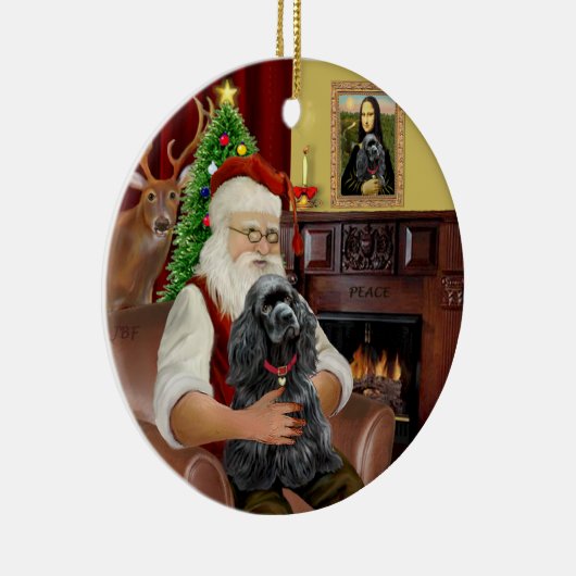 Santa's - Cocker (zwart) Keramisch Ornament (Rechts)