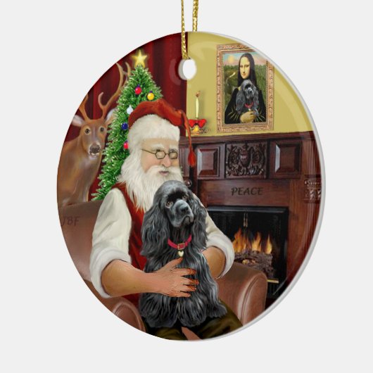 Santa's - Cocker (zwart) Keramisch Ornament (Links)