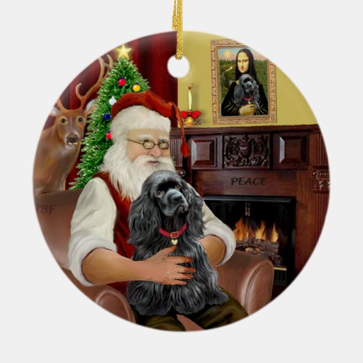 Santa's - Cocker (zwart) Keramisch Ornament (Achterkant)