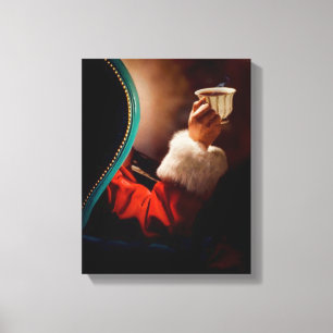Santa's Coffee Break Vintage Canvas Afdruk