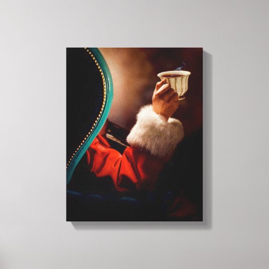 Santa's Coffee Break Vintage Canvas Afdruk (Voorkant)