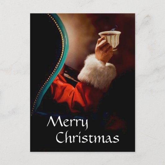 Santa's Coffee Break Vintage Feestdagenkaart (Voorkant)