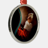 Santa's Coffee Break Vintage Metalen Ornament (Rechts)