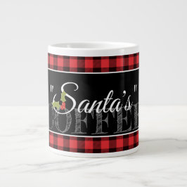 "Santa's" COFFEE Red & Black Buffalo Pset Grote Koffiekop