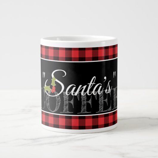 "Santa's" COFFEE Red & Black Buffalo Pset Grote Koffiekop (Voorkant)