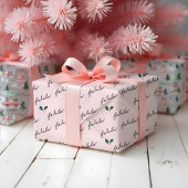 Santa's Comin to Town Pink Retro Van Wrapping Inpakpapier Vel